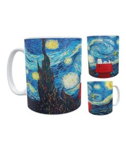 Snoopy Noche Estrellada Van Gogh Cuadro Taza Cerámica