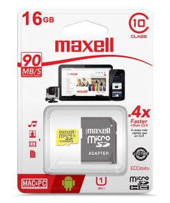 Memoria Maxell micro SDHC 16GB Cl10 con adaptador