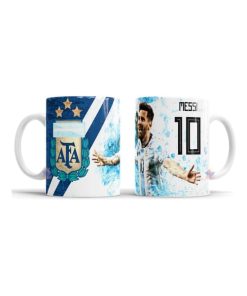 Taza De Cerámica Messi Campeón Mundial Escudo Afa Estrellas