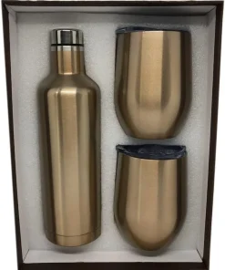 Set de 2 Cocteleras 12oz y Botella 25oz Dorado Acero Inoxidable Personalizado a tu Gusto