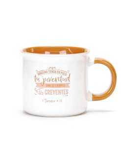 Taza de Cerámica – Ninguno tenga en poco tu Juventud (1 Timoteo 4:12)