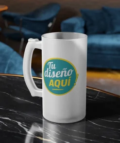 Jarra de Cerveza de Vidrio Esmerilado Personalizada – 16 oz con Diseño y Colores Difuminados a tu Gusto