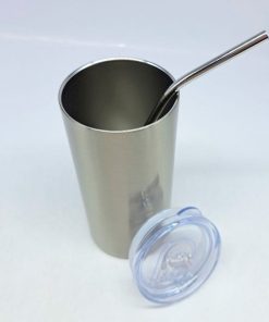 16OZ/480ML ACERO INOX TUMBLER CON STRAW & LID(SILVER)