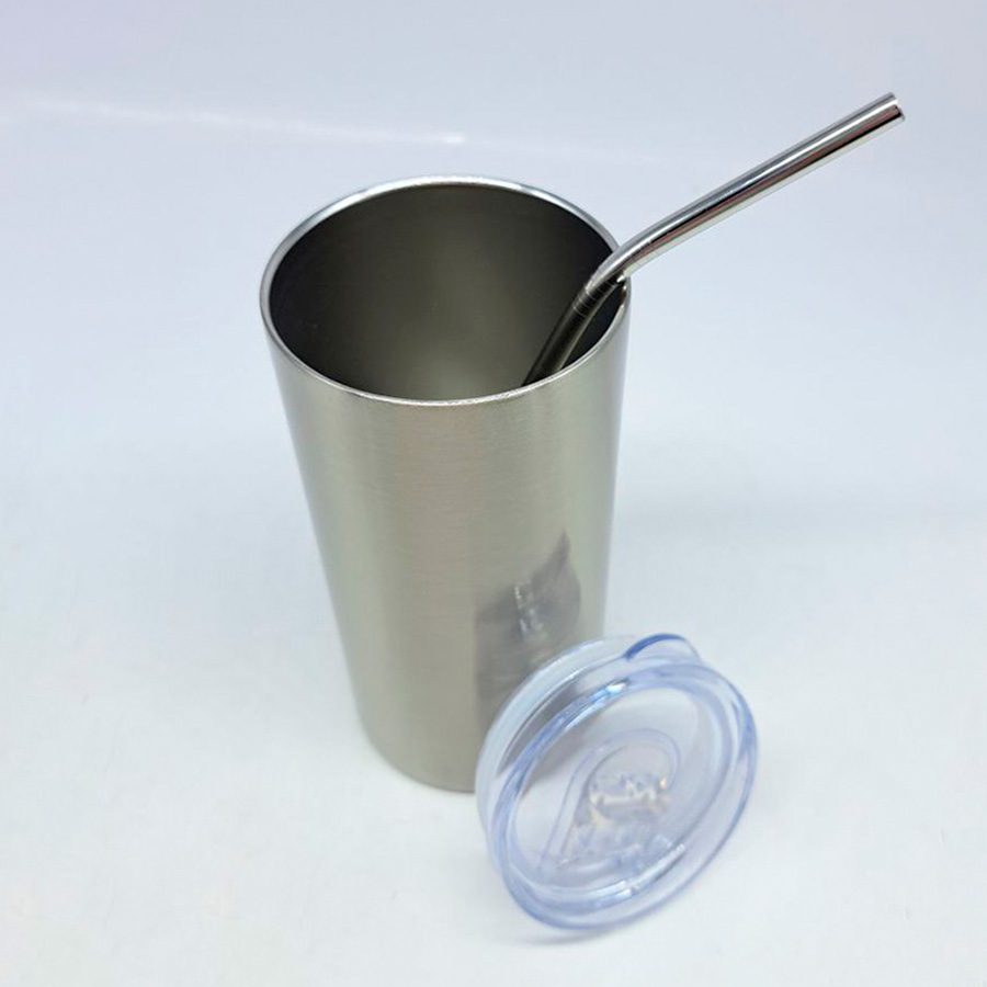 16OZ/480ML ACERO INOX TUMBLER CON STRAW & LID(SILVER)