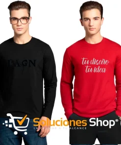 Camiseta de Hombre 100% Algodón Manga Larga con Diseño Personalizado